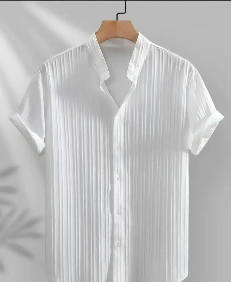 Men's Solid Retro Short Sleeves Button