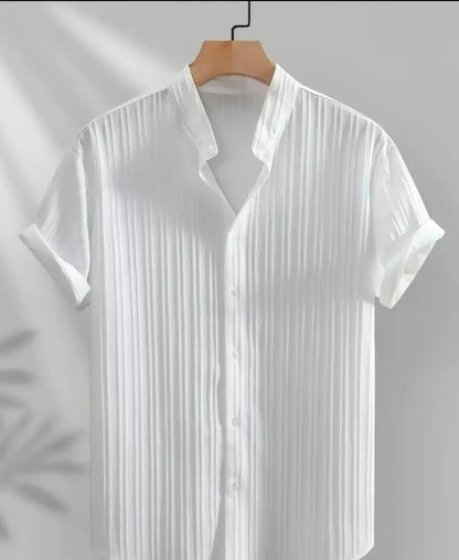 Men's Solid Retro Short Sleeves Button