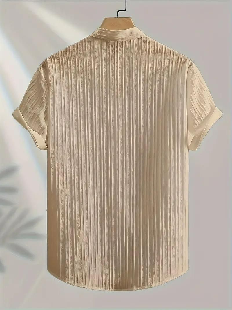 Men's Solid Retro Short Sleeves Button