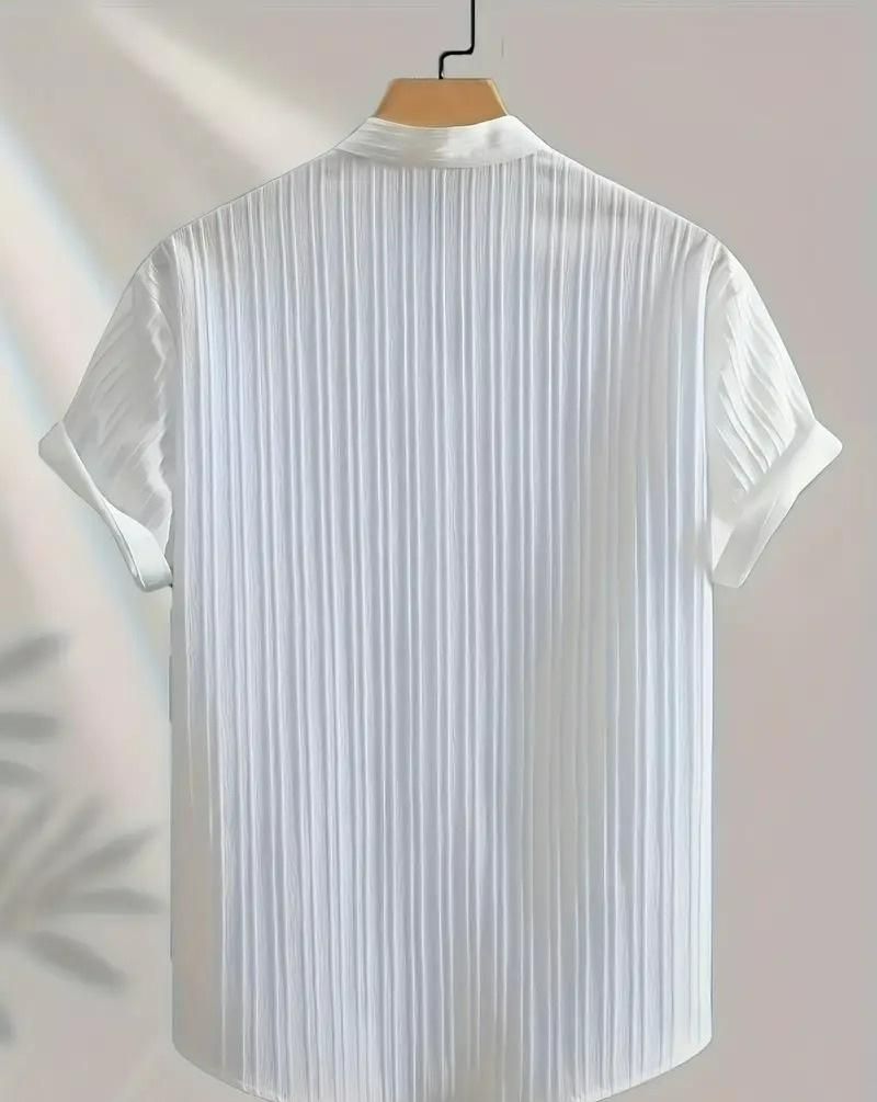 Men's Solid Retro Short Sleeves Button