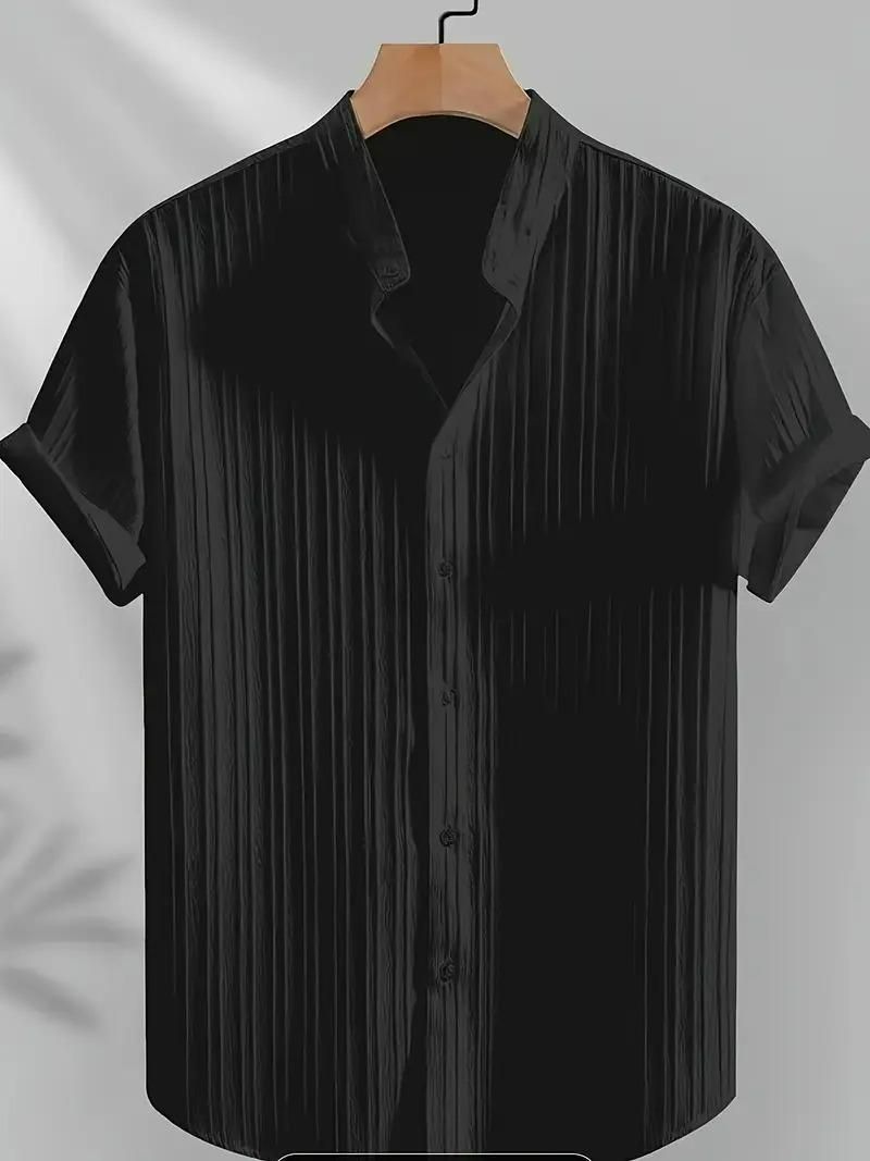 Men's Solid Retro Short Sleeves Button