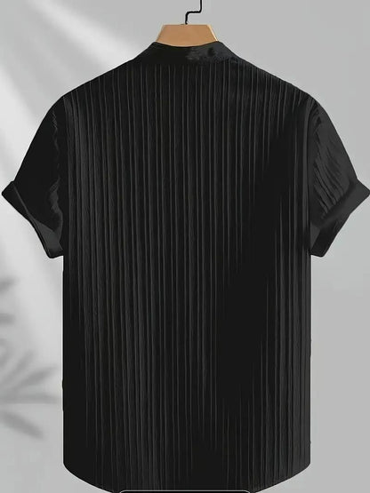 Men's Solid Retro Short Sleeves Button